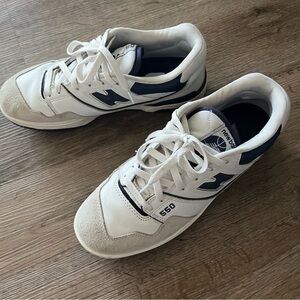 New Balance Men's 550 White and Navy Sneakers